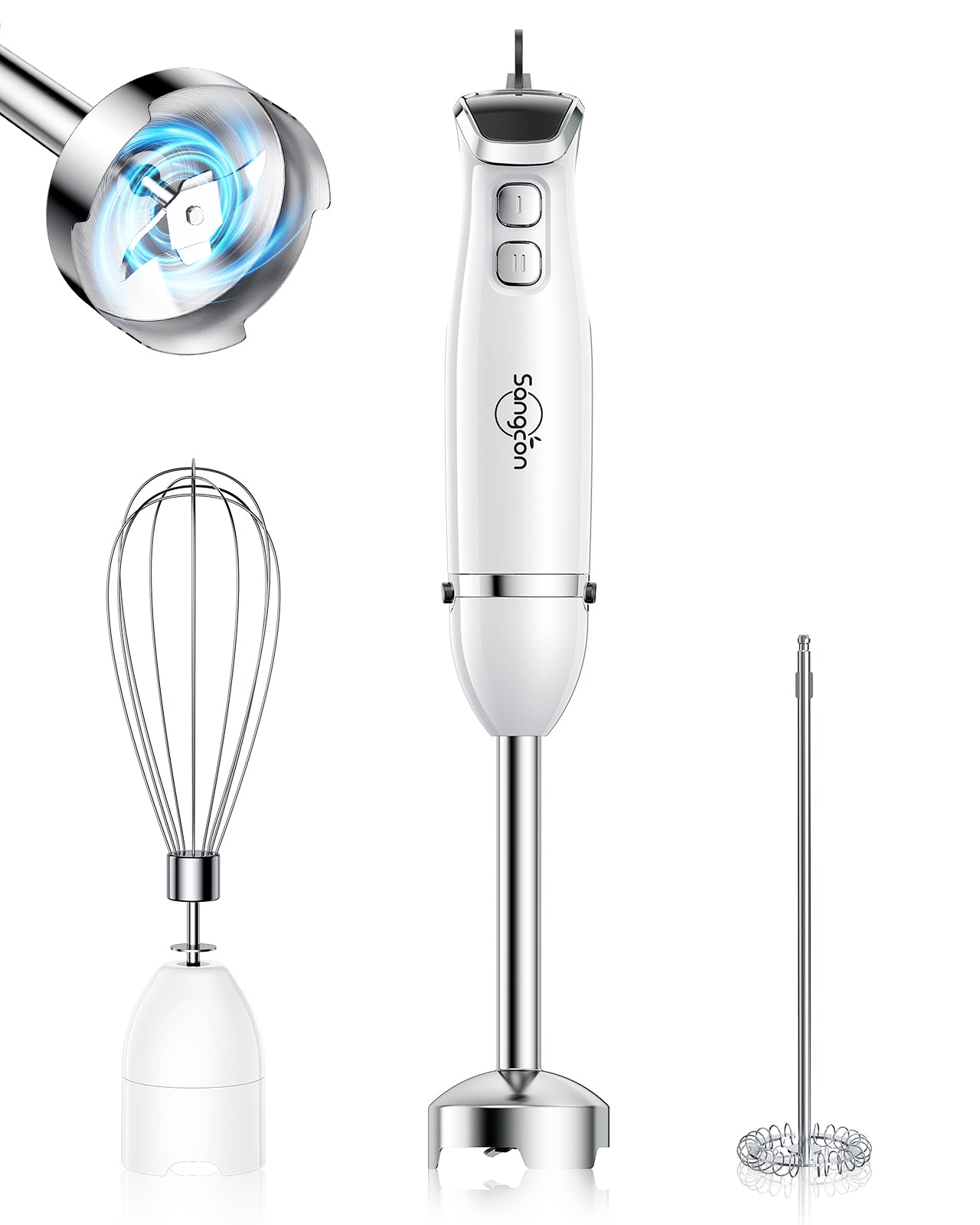 Sangcon Immersion Blender Handheld, 3-in-1 Hand Blender Electric, 400W