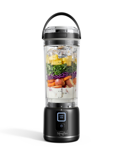 Sangcon Personal Portable Blender for Shakes & Smoothies, 6000mAh Cordless USB-C Rechargeable Blender with 2 Blend Modes, Leakproof Travel Lid, Dishwasher Safe, Ideal for Gym Office Kitchen, BPA-Free