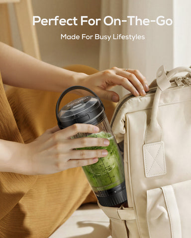 Sangcon Personal Portable Blender for Shakes & Smoothies, 6000mAh Cordless USB-C Rechargeable Blender with 2 Blend Modes, Leakproof Travel Lid, Dishwasher Safe, Ideal for Gym Office Kitchen, BPA-Free