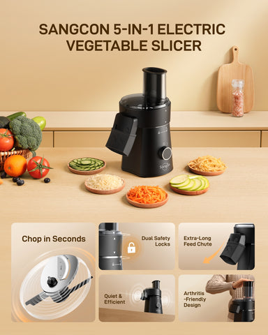 Electric Cheese Grater for Block Cheese, 5-in-1 Slicer