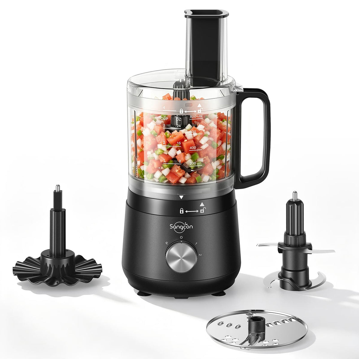400W 4-Cup Mini Food Processor, Chop, Whip, Slice & Shred
