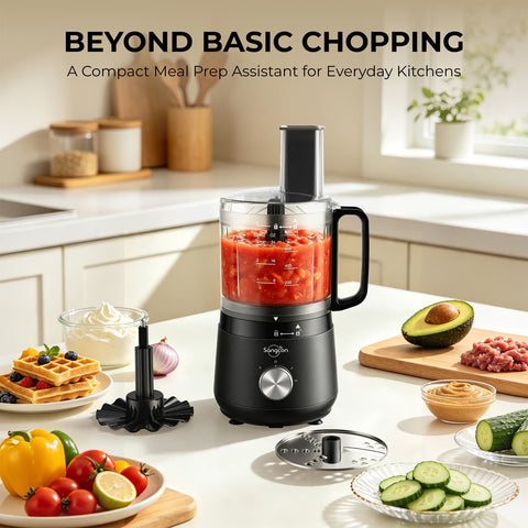 400W 4-Cup Mini Food Processor, Chop, Whip, Slice & Shred