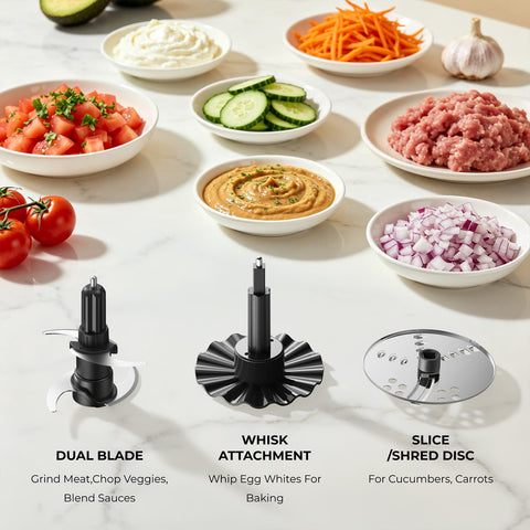 400W 4-Cup Mini Food Processor, Chop, Whip, Slice & Shred