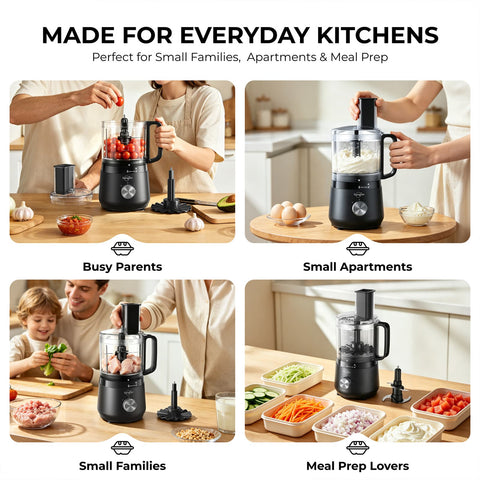 400W 4-Cup Mini Food Processor, Chop, Whip, Slice & Shred
