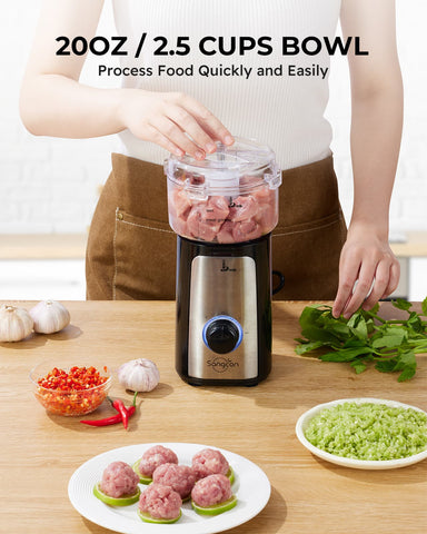 Sangcon 5-in-1 Blender & Food Processor Combo, 350W Smoothie Blender and Food Chopper for Smoothies, Meat & Vegetables