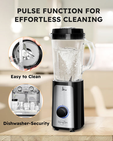 Sangcon 5-in-1 Blender & Food Processor Combo, 350W Smoothie Blender and Food Chopper for Smoothies, Meat & Vegetables