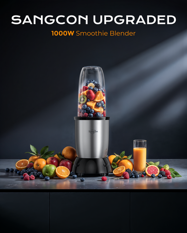 Sangcon 1000w Smoothie Blender for Kitchen, Blender for Smoothies, with 24oz/19oz/10oz Bpa-Free Cups – Upgraded Portable Personal Blenders for Shakes, Frozen fruit, Baby Food, Spice Grinding & More