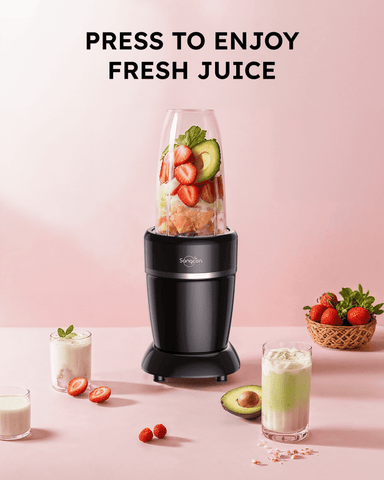 Sangcon 1000W Blender for Smoothies with 3 Cups, 2 Spout-Lids, 1 Storage-Lid, 1 To-Go-Lid