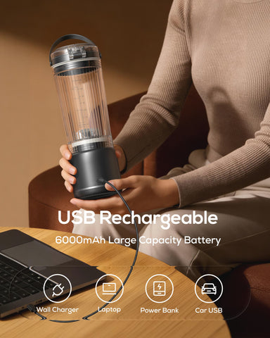 Sangcon Personal Portable Blender for Shakes & Smoothies, 6000mAh Cordless USB-C Rechargeable Blender with 2 Blend Modes