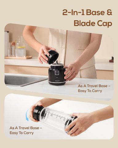 Sangcon Personal Portable Blender for Shakes & Smoothies, 6000mAh Cordless USB-C Rechargeable Blender with 2 Blend Modes