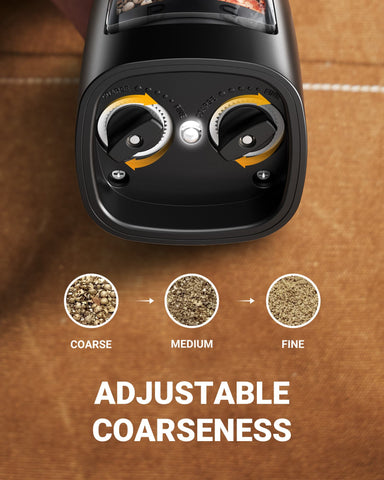 Sangcon 2-in-1 Electric Salt & Pepper Grinder, Dual Chamber, Adjustable Ceramic Mill