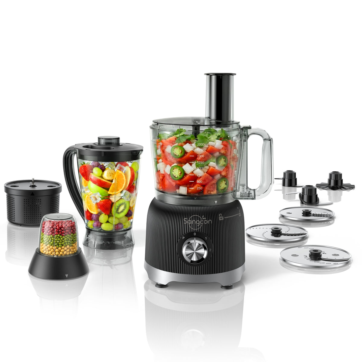 Sangcon 600W Smoothie Blender and Food Processor Combo for Kitchen