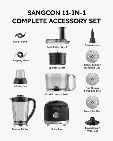 Sangcon 600W Smoothie Blender and Food Processor Combo for Kitchen