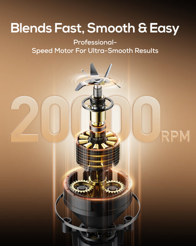 Sangcon Personal Portable Blender for Shakes & Smoothies, 6000mAh Cordless USB-C Rechargeable Blender with 2 Blend Modes, Leakproof Travel Lid, Dishwasher Safe, Ideal for Gym Office Kitchen, BPA-Free